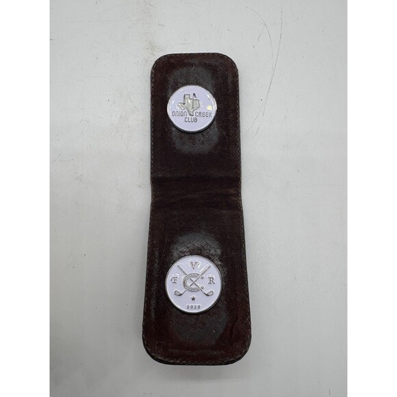 Genuine Alligator Crocodile Leather Golf Ball Marker Holder w/ 2 Markers Onion C - Picture 4 of 8